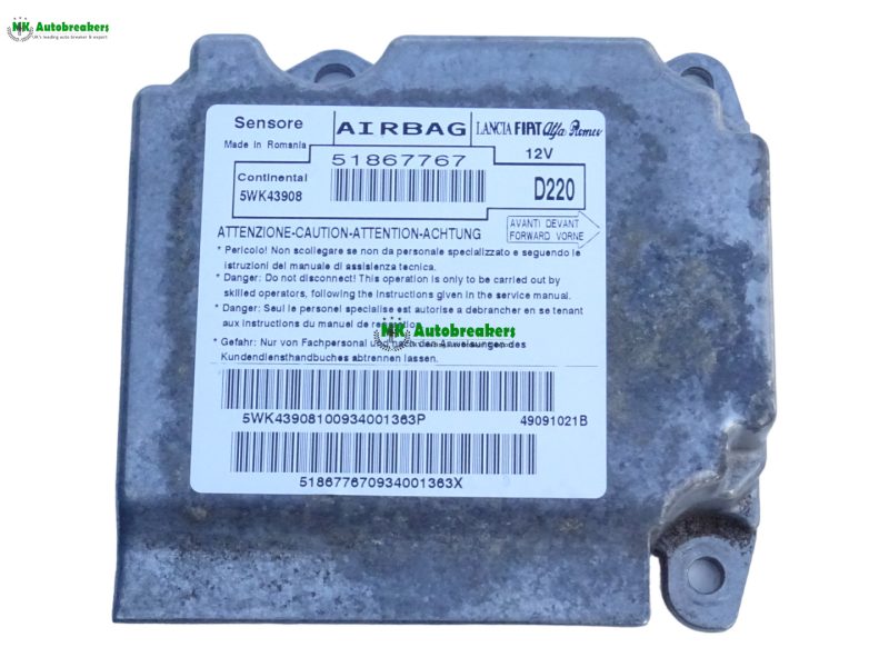 Fiat 500 Airbag Control Module ECU 51867767 Genuine 2013 (1) Fiat 500 Airbag Control Module ECU 51867767 Genuine 2013