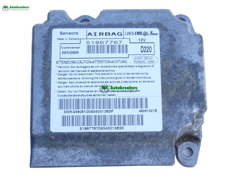 Fiat 500 Airbag Control Module ECU 51867767 Genuine 2013 (2) Fiat 500 Airbag Control Module ECU 51867767 Genuine 2013