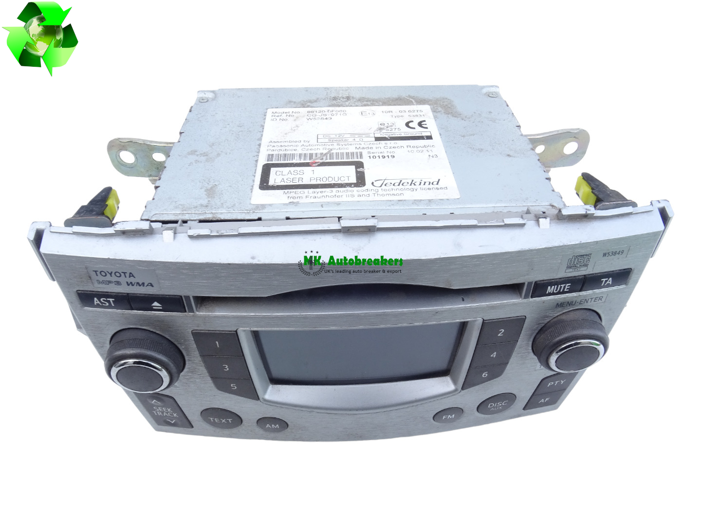 Toyota Verso Radio Stereo Head Unit 861200F080 Genuine 2010-2014