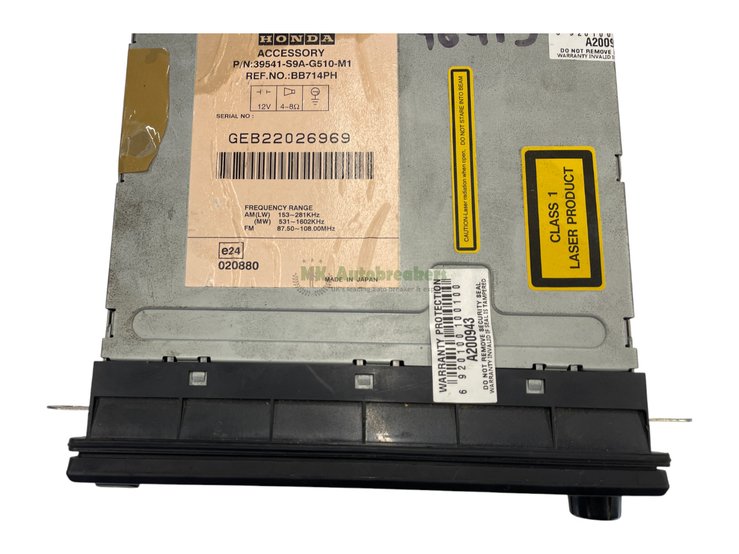 Honda CRV Stereo SAT NAV Head Unit 39541-S9A-G510-M1 Genuine 2007