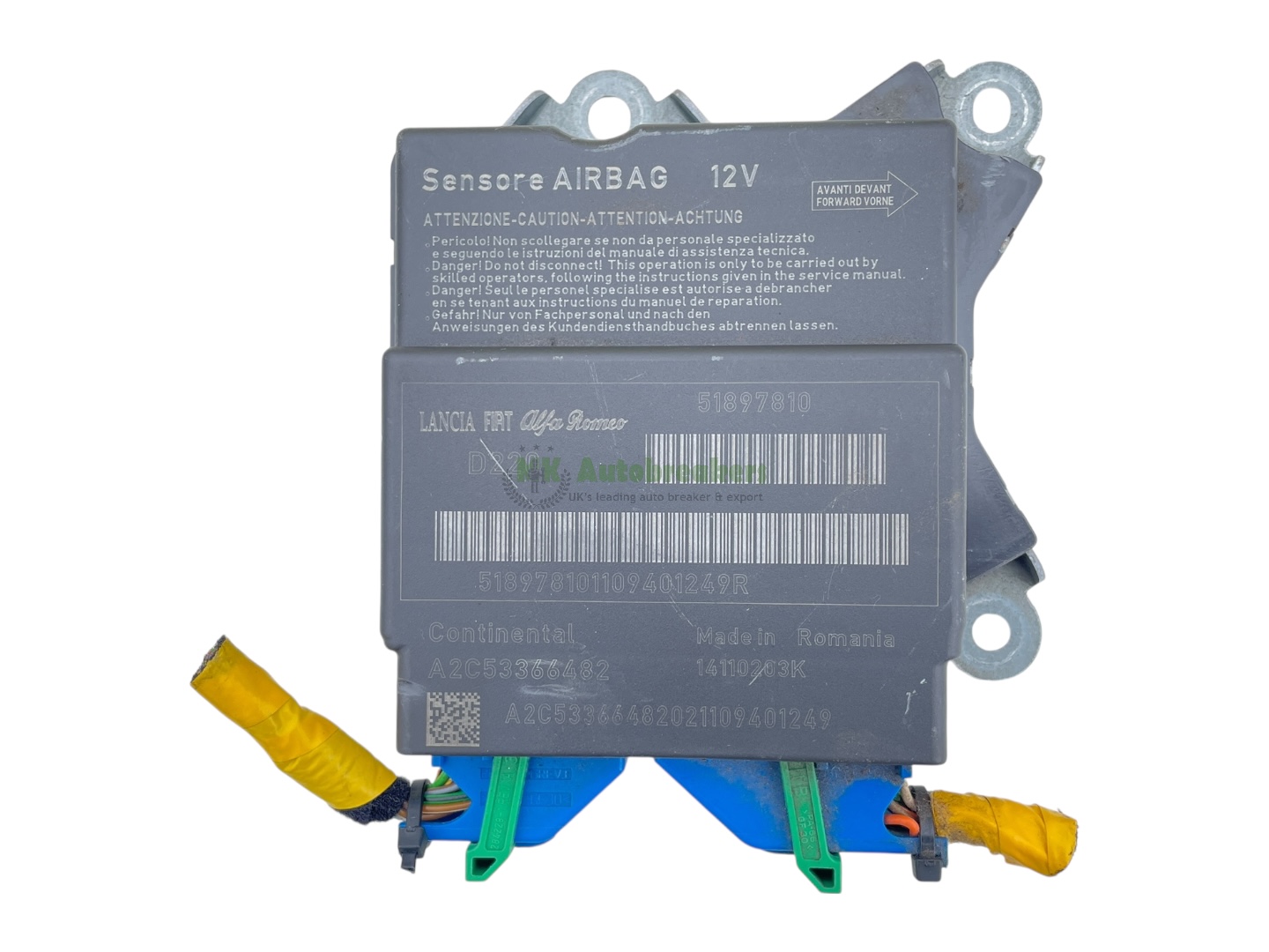 Fiat 500 Airbag SRS Module 51897810 ECU Genuine 2012