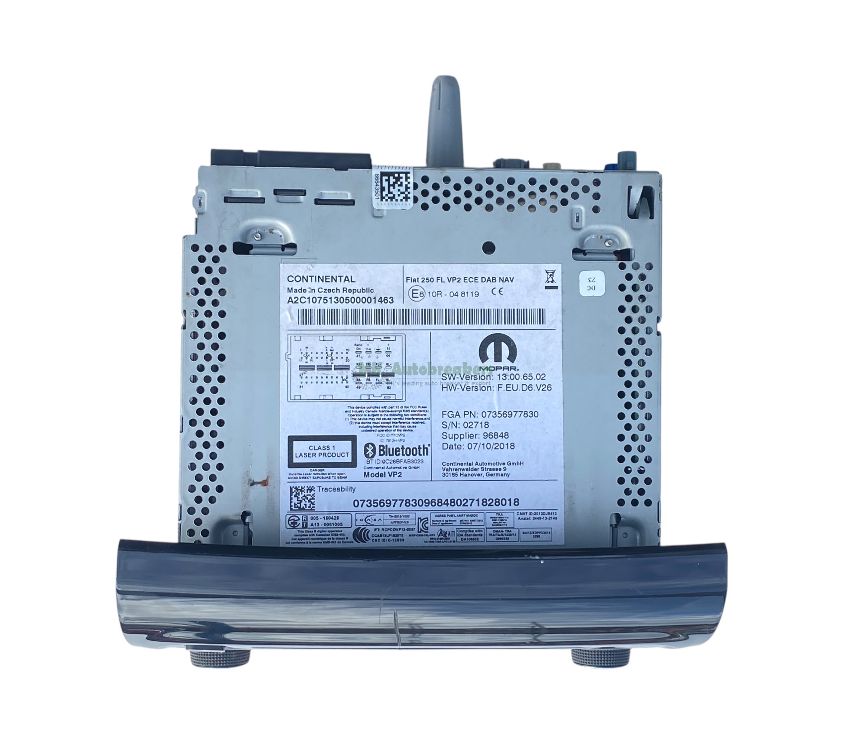 Stereo Head Unit Relay Ducato Boxer 07356977830 Genuine 2019