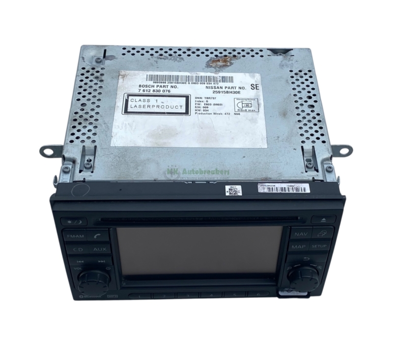 Nissan qashqai head unit 25915bh30e radio stereo genuine 2013 6 | mk autobreakers ltd Nissan Qashqai Head Unit bhe Radio Stereo Genuine