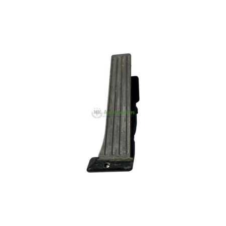 Metal car pedal with a ribbed, vertical surface and a mounting plate at the base