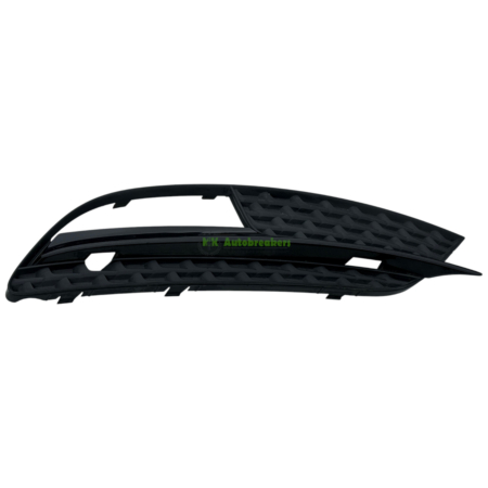 Black car front bumper grille with a honeycomb mesh pattern, shown from a side angle
