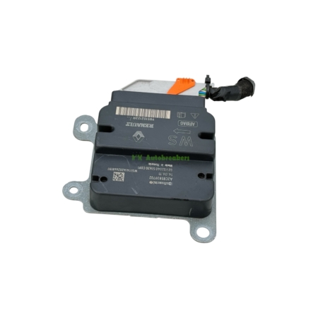 Automotive airbag control module with wiring harness and mounting bracket.