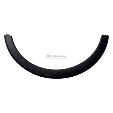 Black curved plastic wheel arch trim for a car on a white background
