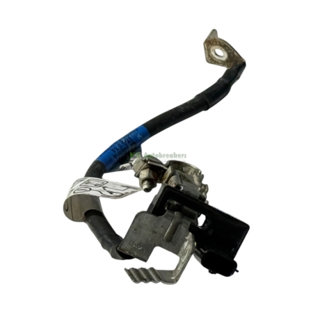 Close-up of a damaged vehicle wiring harness connector with frayed insulation and exposed metal contacts.